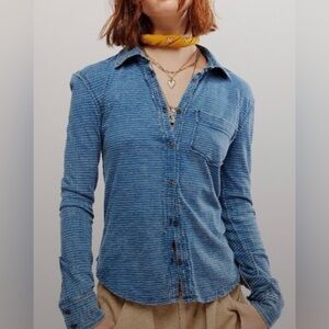 Free people Blue Button-Up Top